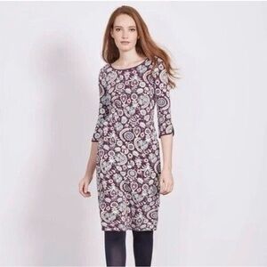 BODEN JESSIE purple paisley 3/4 sleeve pockets dress 12L